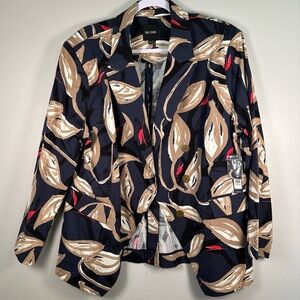 NIC+ZOE Leaf Pattern Blazer - Navy, Beige, Red